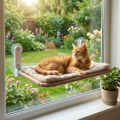 Cat Window Perch — Suction Cup Seat No Drill No Damage