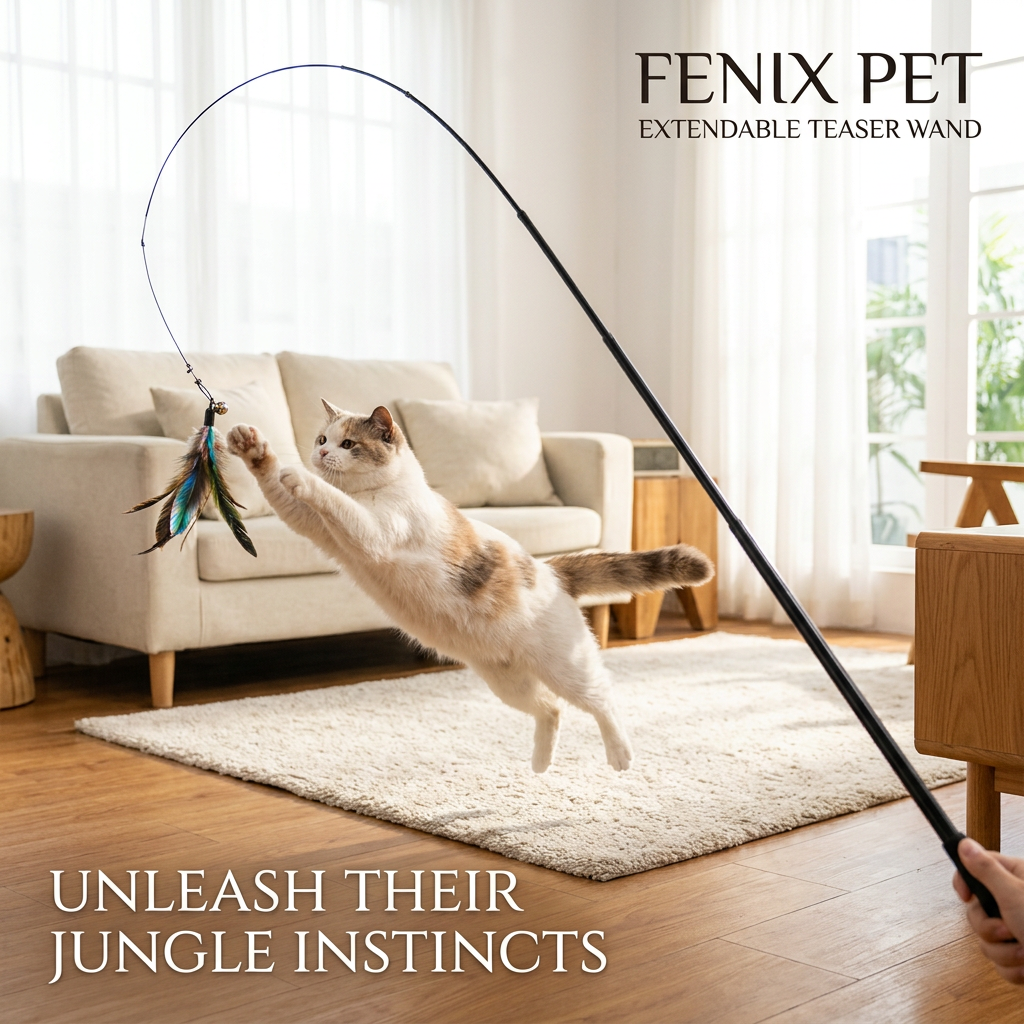 Cat Feather Wand Toy — 3 Interchangeable Heads Interactive Play