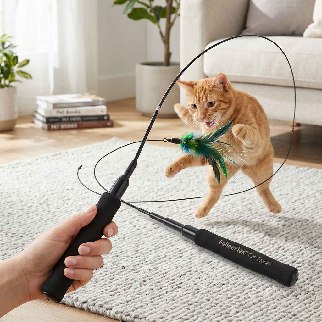 Cat Feather Wand Toy — 3 Interchangeable Heads Interactive Play