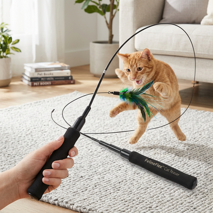 Cat Feather Wand Toy — 3 Interchangeable Heads Interactive Play