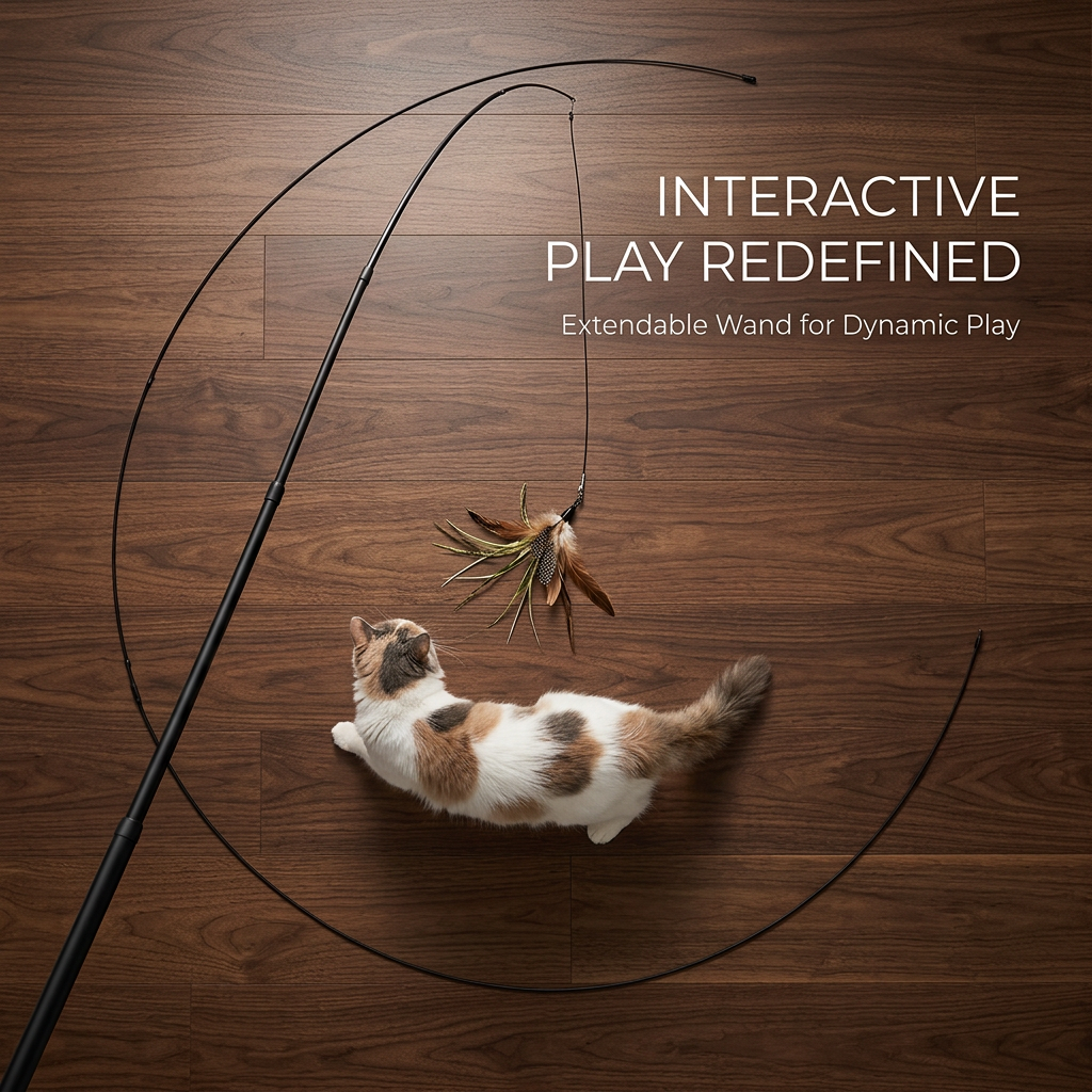 Cat Feather Wand Toy — 3 Interchangeable Heads Interactive Play